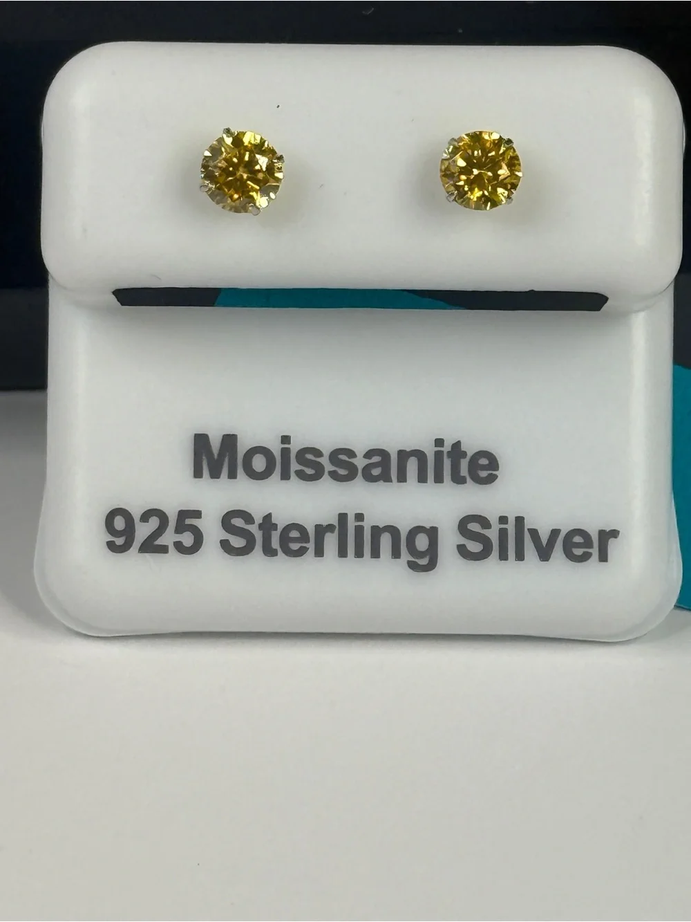 925 Sterling Silver Yellow Moissanite Stud Earrings 1.00 CTW 5mm GRA
